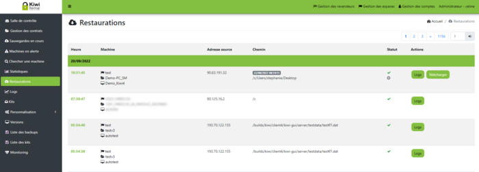 Restauration par admin Restauration par admin