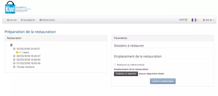 interface utilisateur kiwi v4